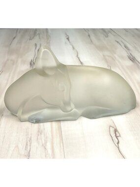 LUCIENNE BLOCH for Royal Leerdam LIGGEND HERT Deer Fawn Art Deco Figurine FLAWS